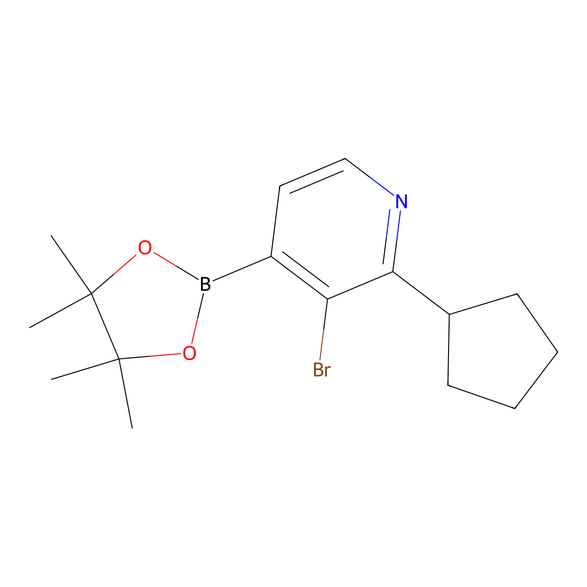 3-Bromo-2-(cyclopentyl)pyridine-4-boronic acid pinacol ester molecular structure, CAS 2223012-70-0