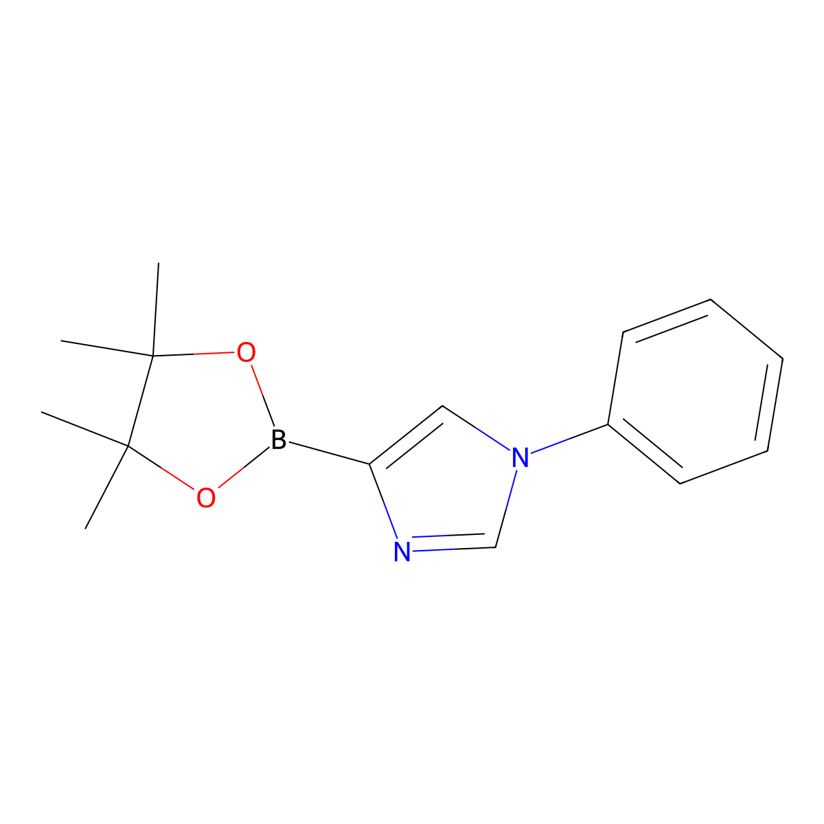 1-phenyl-4-(4,4,5,5-tetramethyl-1,3,2-dioxaborolan-2-yl)-1H-imidazole molecular structure, CAS 2223013-09-8