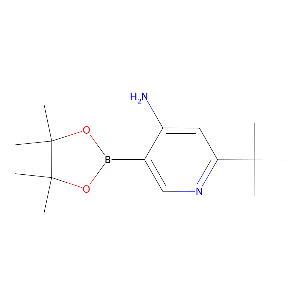 2-(tert-Butyl)-5-(4,4,5,5-tetramethyl-1,3,2-dioxaborolan-2-yl)pyridin-4-amine molecular structure, CAS 2223027-21-0