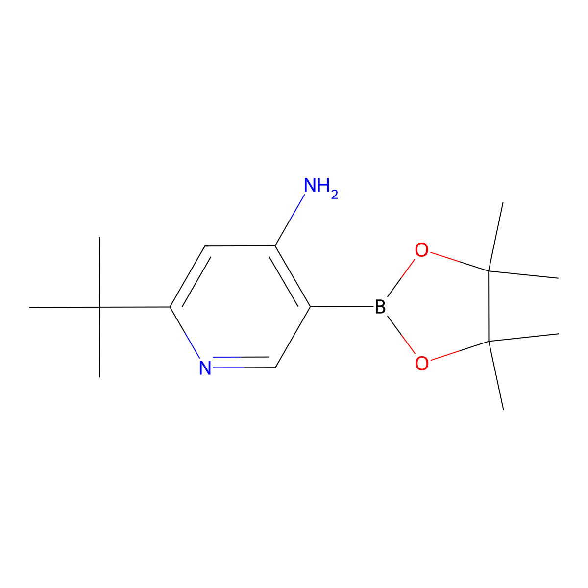 2-(tert-Butyl)-5-(4,4,5,5-tetramethyl-1,3,2-dioxaborolan-2-yl)pyridin-4-amine molecular structure, CAS 2223027-21-0