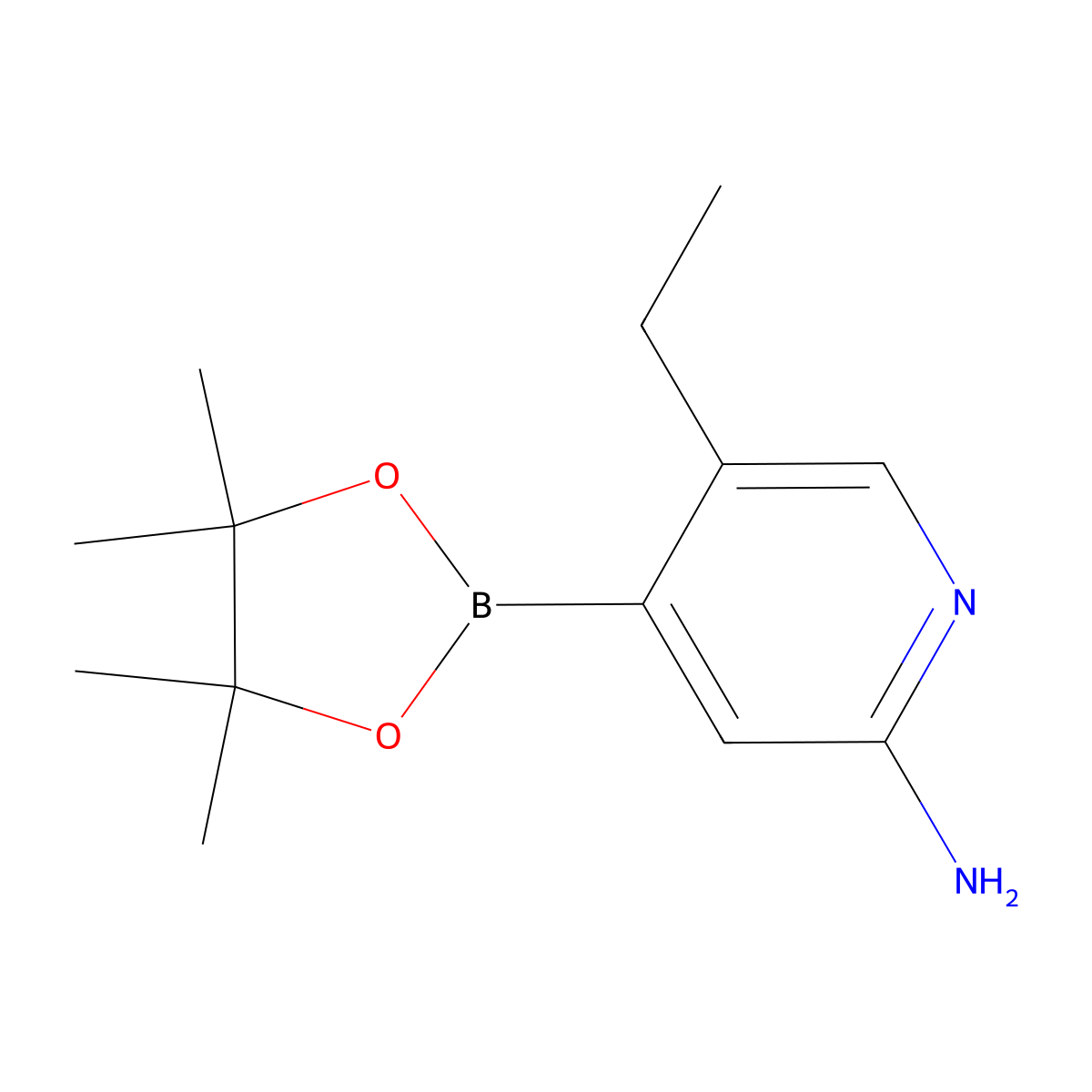 2-Amino-5-ethylpyridine-4-boronic acid pinacol ester molecular structure, CAS 2223027-22-1