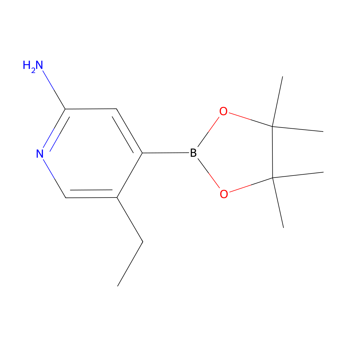 2-Amino-5-ethylpyridine-4-boronic acid pinacol ester molecular structure, CAS 2223027-22-1