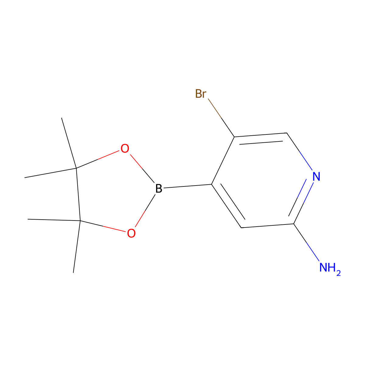 2-Amino-5-bromopyridine-4-boronic acid pinacol ester molecular structure, CAS 2223027-23-2