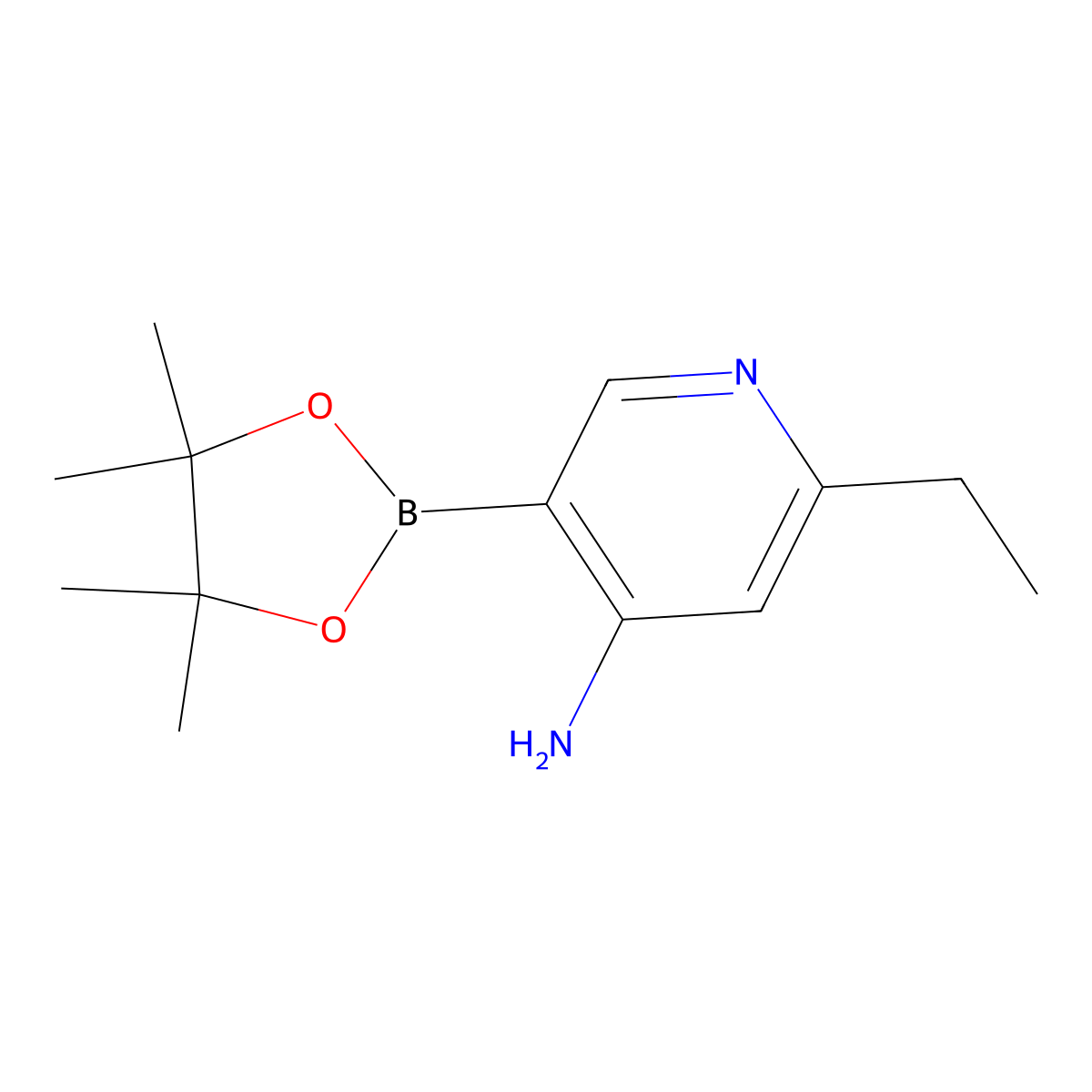 2-Ethyl-5-(4,4,5,5-tetramethyl-1,3,2-dioxaborolan-2-yl)pyridin-4-amine molecular structure, CAS 2223027-25-4