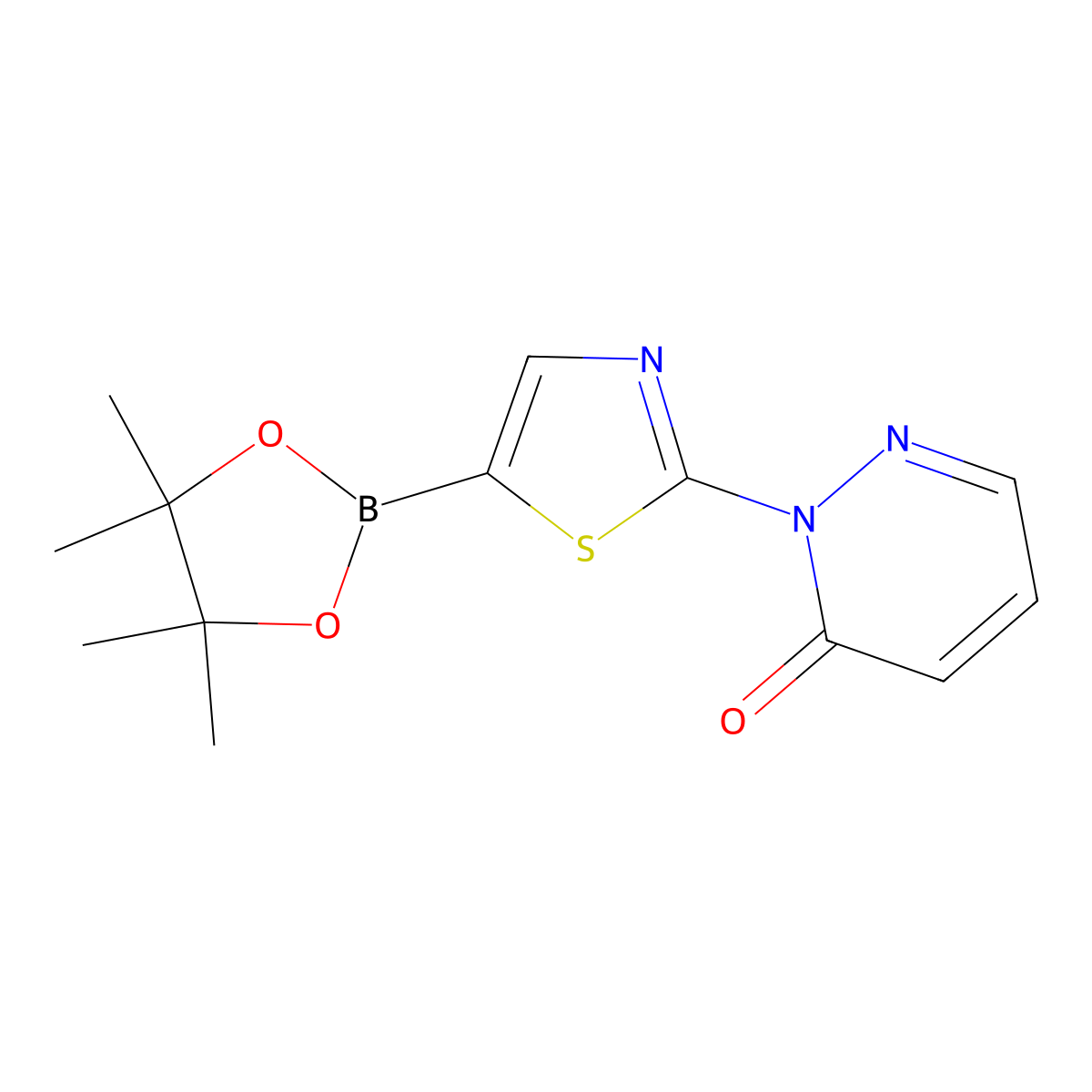 2-[Pyridazin-3(2H)-one]thiazole-5-boronic acid pinacol ester molecular structure, CAS 2223027-27-6