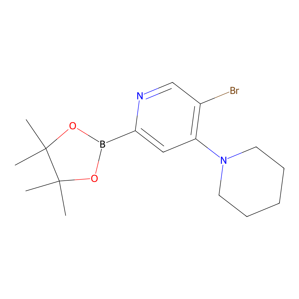 5-Bromo-4-(piperidino)pyridine-2-boronic acid pinacol ester molecular structure, CAS 2223027-30-1