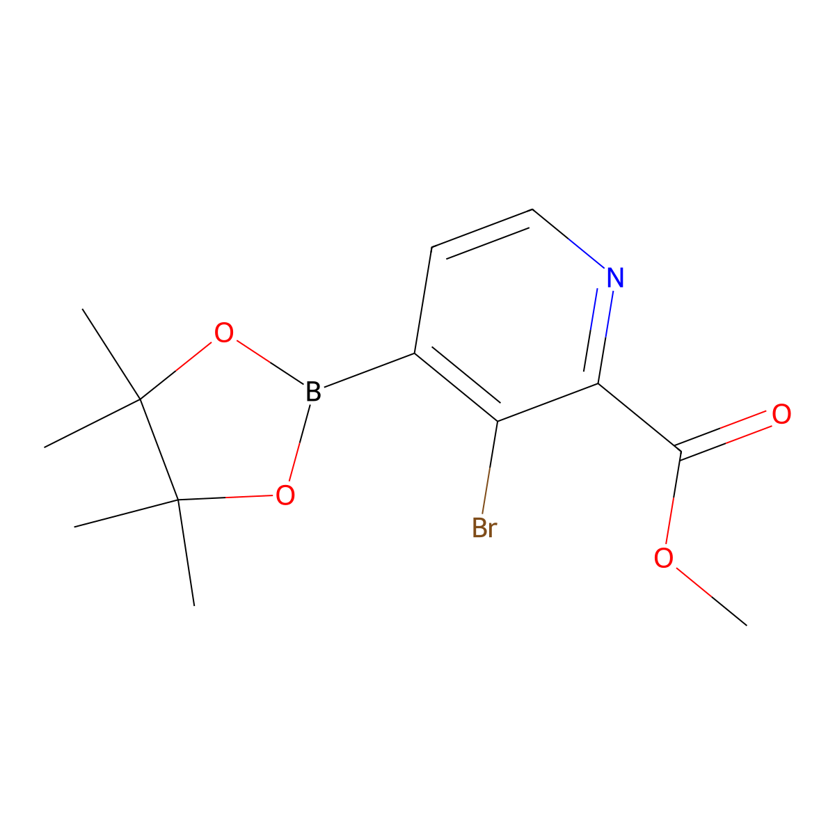 Methyl 3-bromo-2-pyridinecarboxylate-4-boronic acid pinacol ester molecular structure, CAS 2223027-31-2