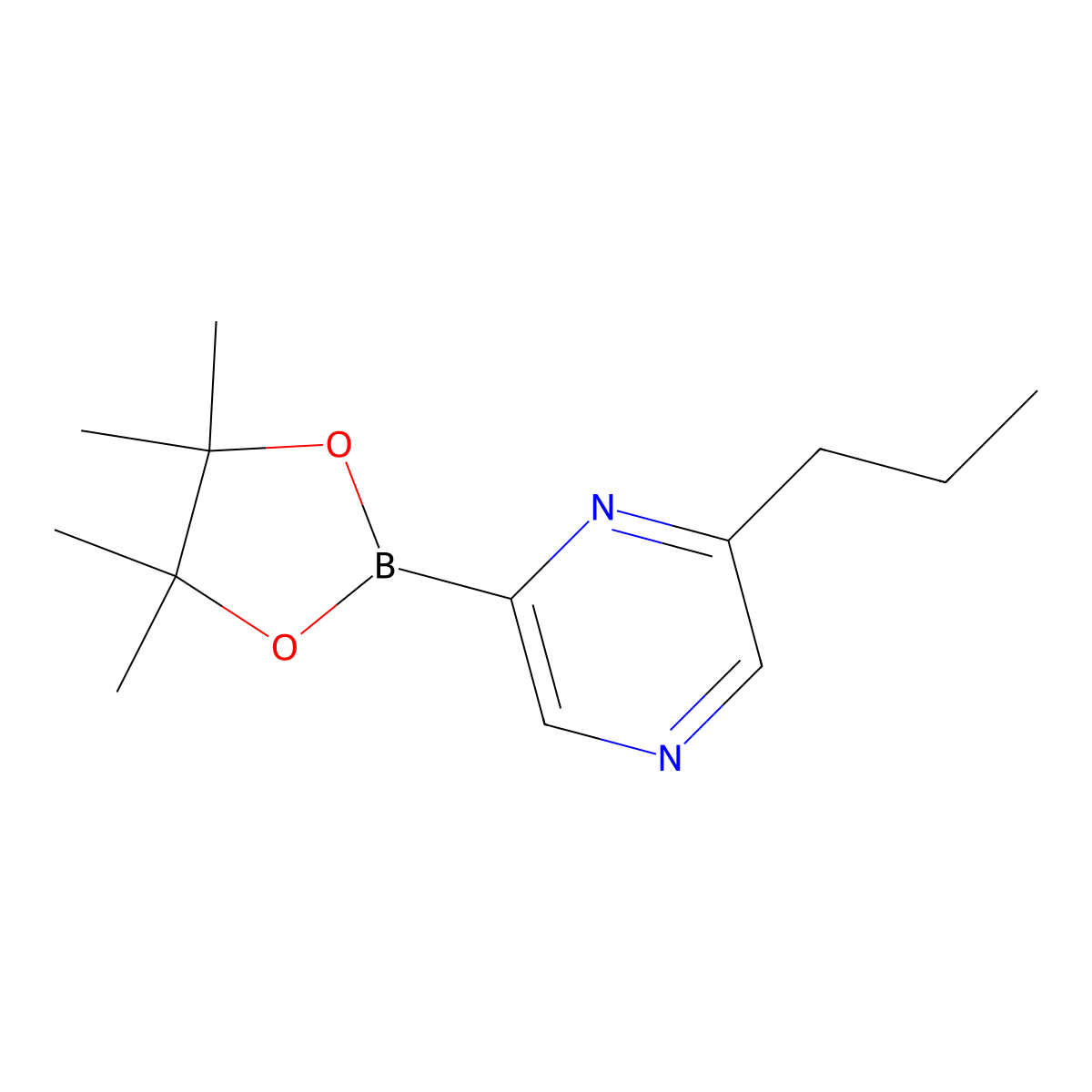 2-Propyl-6-(4,4,5,5-tetramethyl-1,3,2-dioxaborolan-2-yl)pyrazine molecular structure, CAS 2223027-33-4