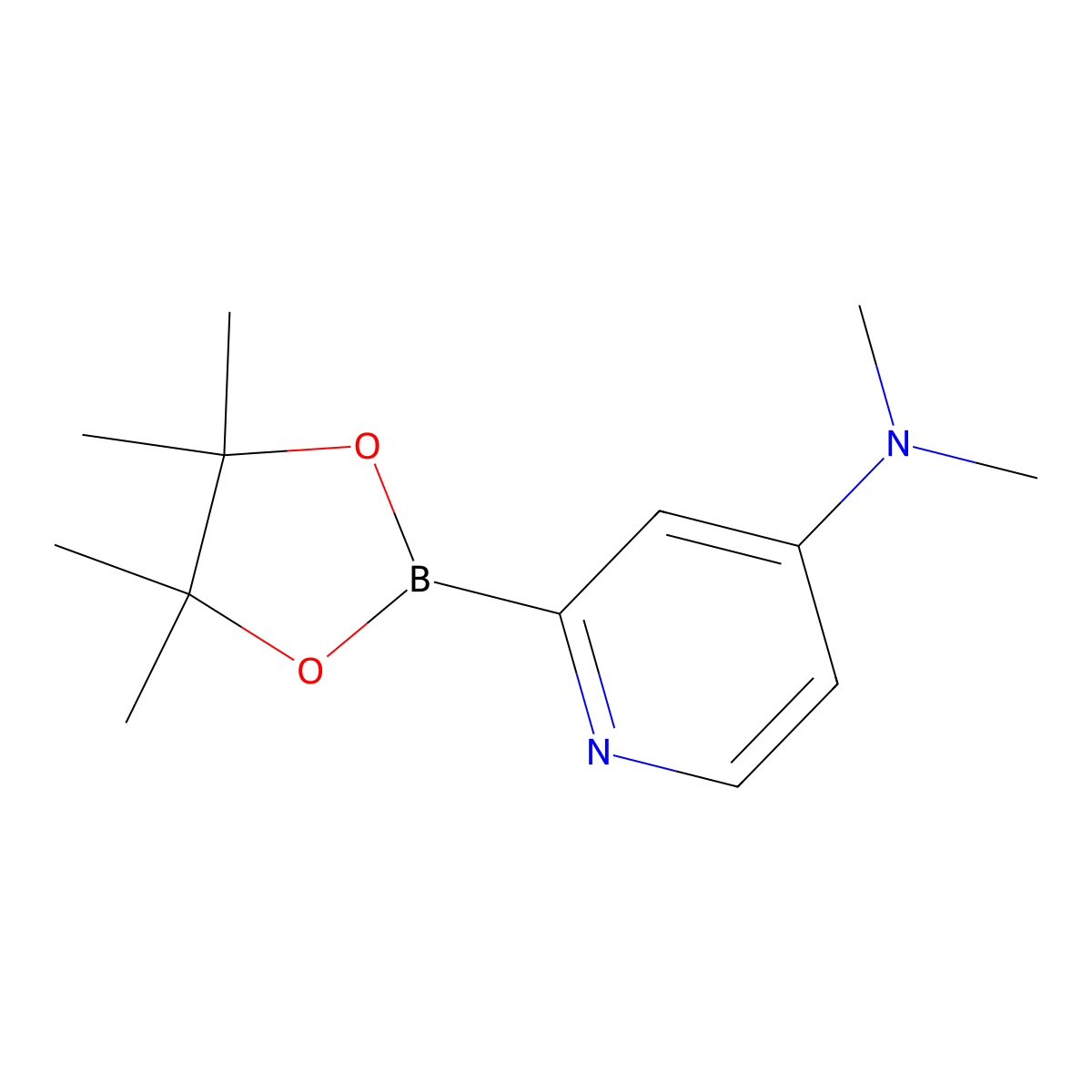 N,N-Dimethyl-2-(4,4,5,5-tetramethyl-1,3,2-dioxaborolan-2-YL)pyridin-4-amine molecular structure, CAS 2223027-46-9