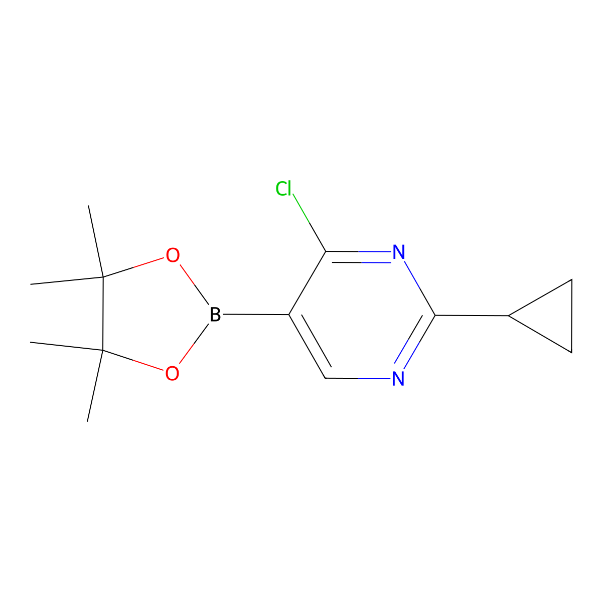 4-Chloro-2-(cyclopropyl)pyrimidine-5-boronic acid pinacol ester molecular structure, CAS 2223027-68-5