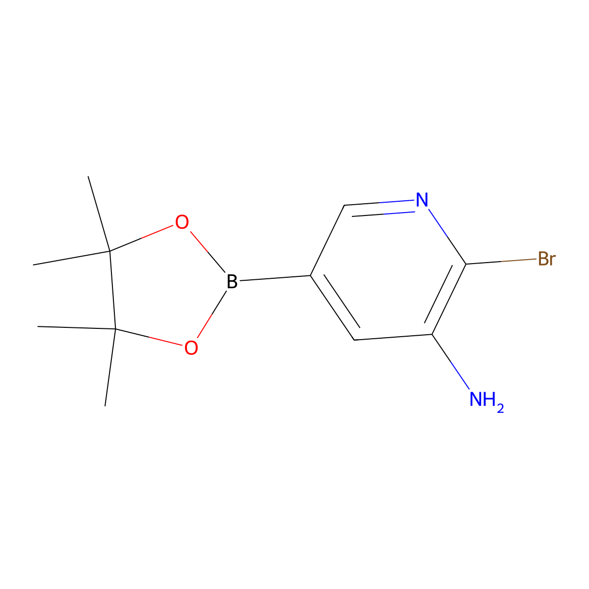 2-Bromo-5-(4,4,5,5-tetramethyl-1,3,2-dioxaborolan-2-YL)pyridin-3-amine molecular structure, CAS 2223028-67-7