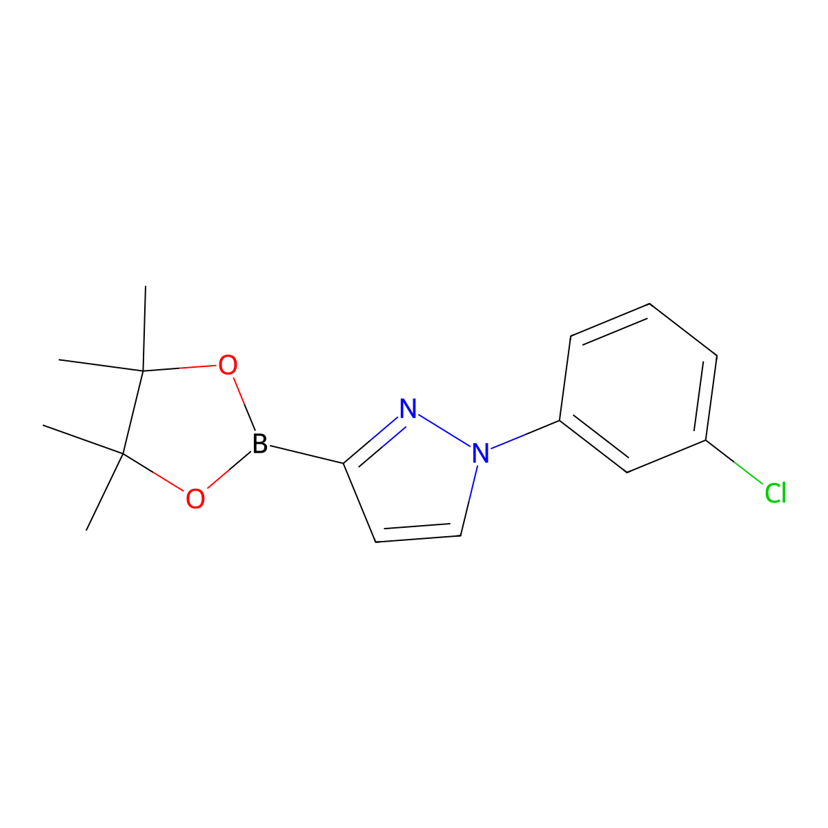 1-(3-Chlorophenyl)-1H-pyrazole-3-boronic acid pinacol ester molecular structure, CAS 2223028-75-7