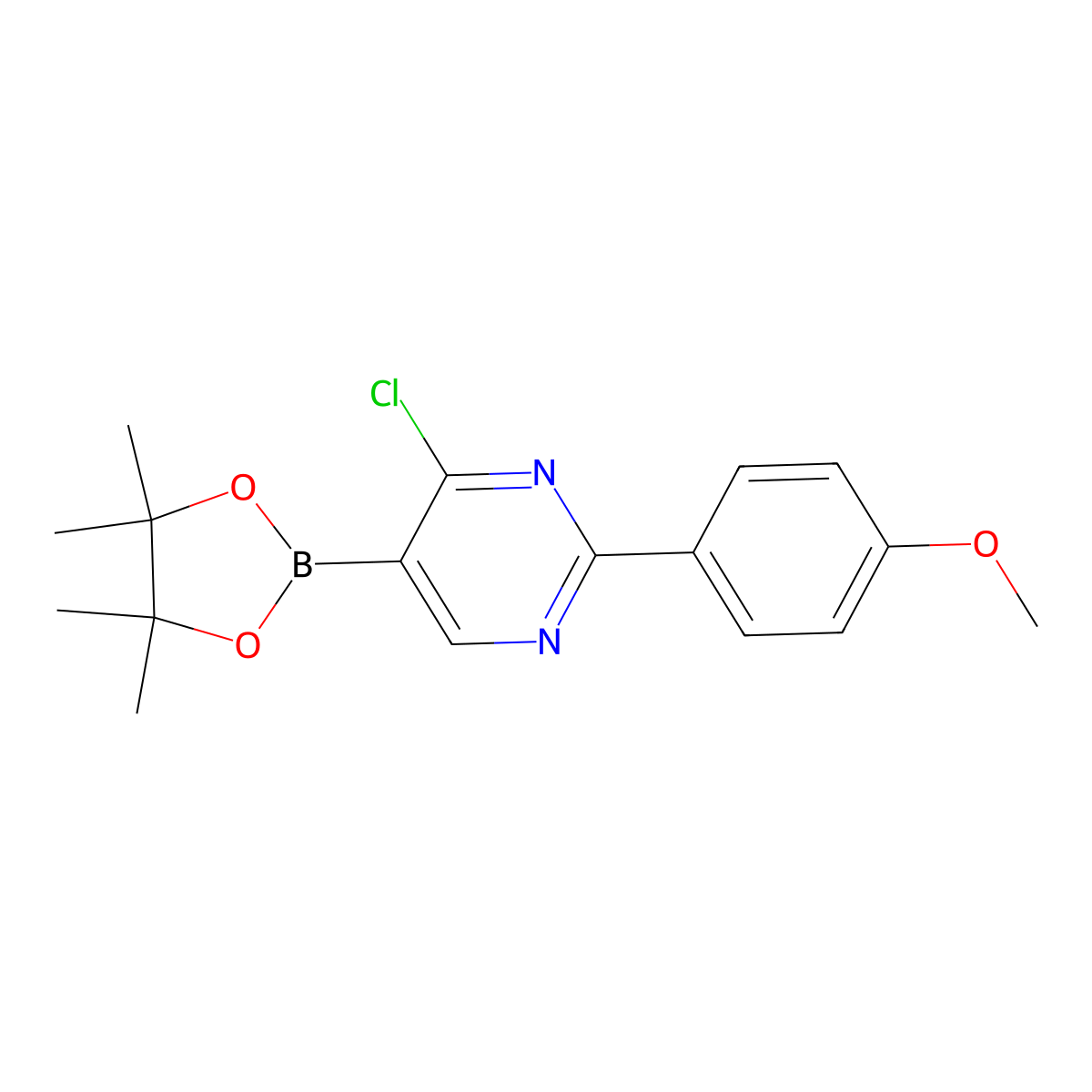 4-Chloro-2-(4-methoxyphenyl)pyrimidine-5-boronic acid pinacol ester molecular structure, CAS 2223028-77-9