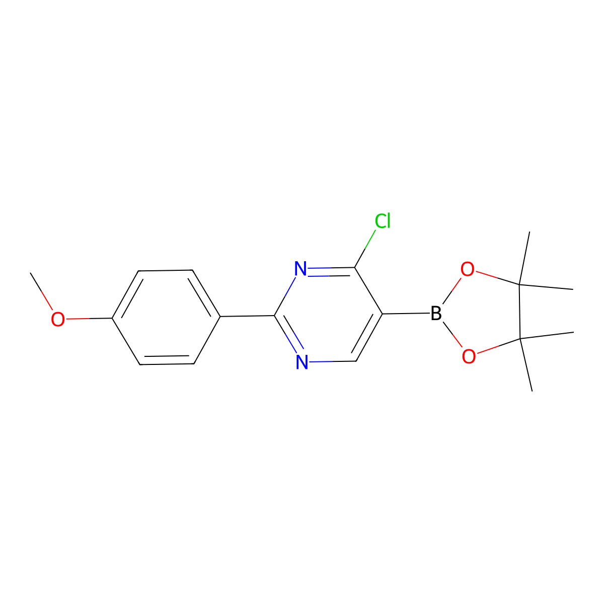 4-Chloro-2-(4-methoxyphenyl)pyrimidine-5-boronic acid pinacol ester molecular structure, CAS 2223028-77-9