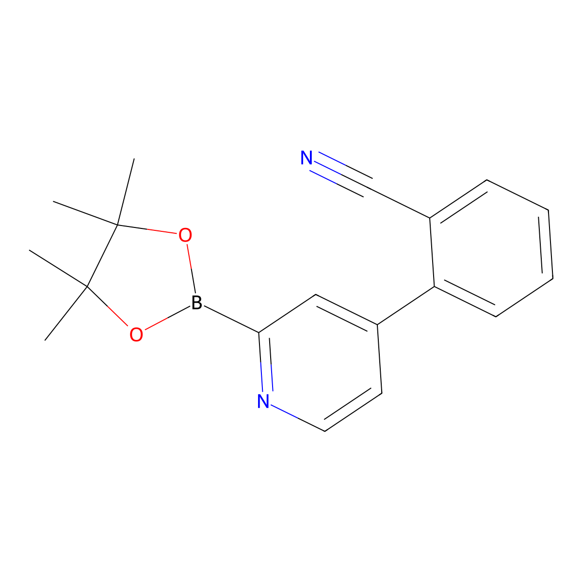 2-(2-(4,4,5,5-Tetramethyl-1,3,2-dioxaborolan-2-yl)pyridin-4-yl)benzonitrile molecular structure, CAS 2223028-81-5