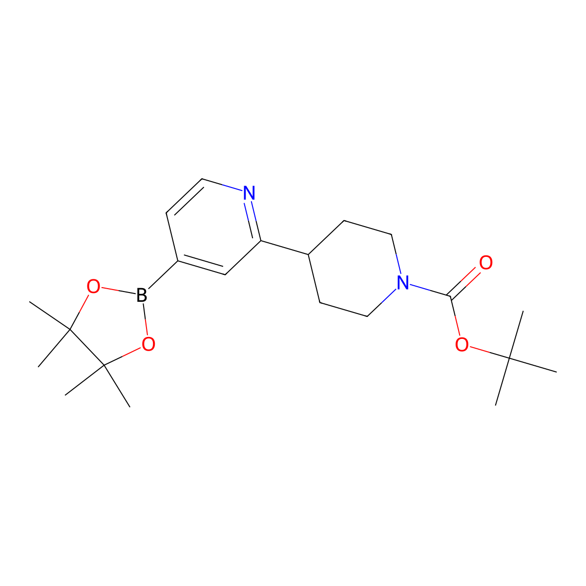 2-(N-Boc-piperidin-4-yl)pyridine-4-boronic acid pinacol ester molecular structure, CAS 2223028-82-6