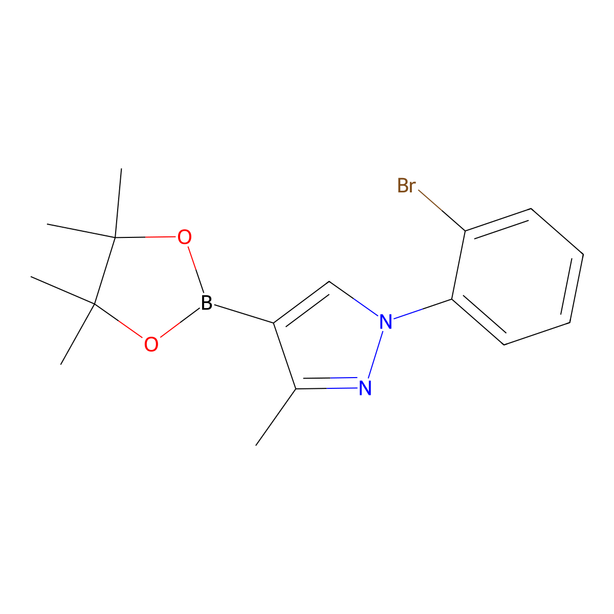 3-Methyl-1-(2-bromophenyl)-1H-pyrazole-4-boronic acid pinacol ester molecular structure, CAS 2223028-84-8