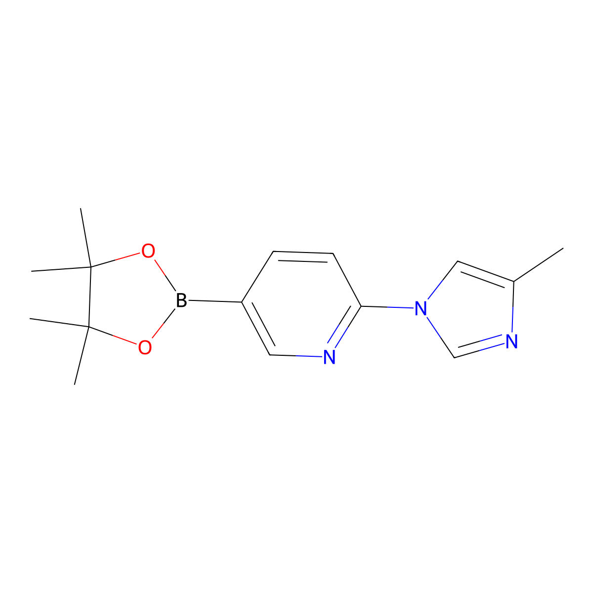 2-(4-Methylimidazol-1-yl)pyridine-5-boronic acid pinacol ester molecular structure, CAS 2223028-89-3