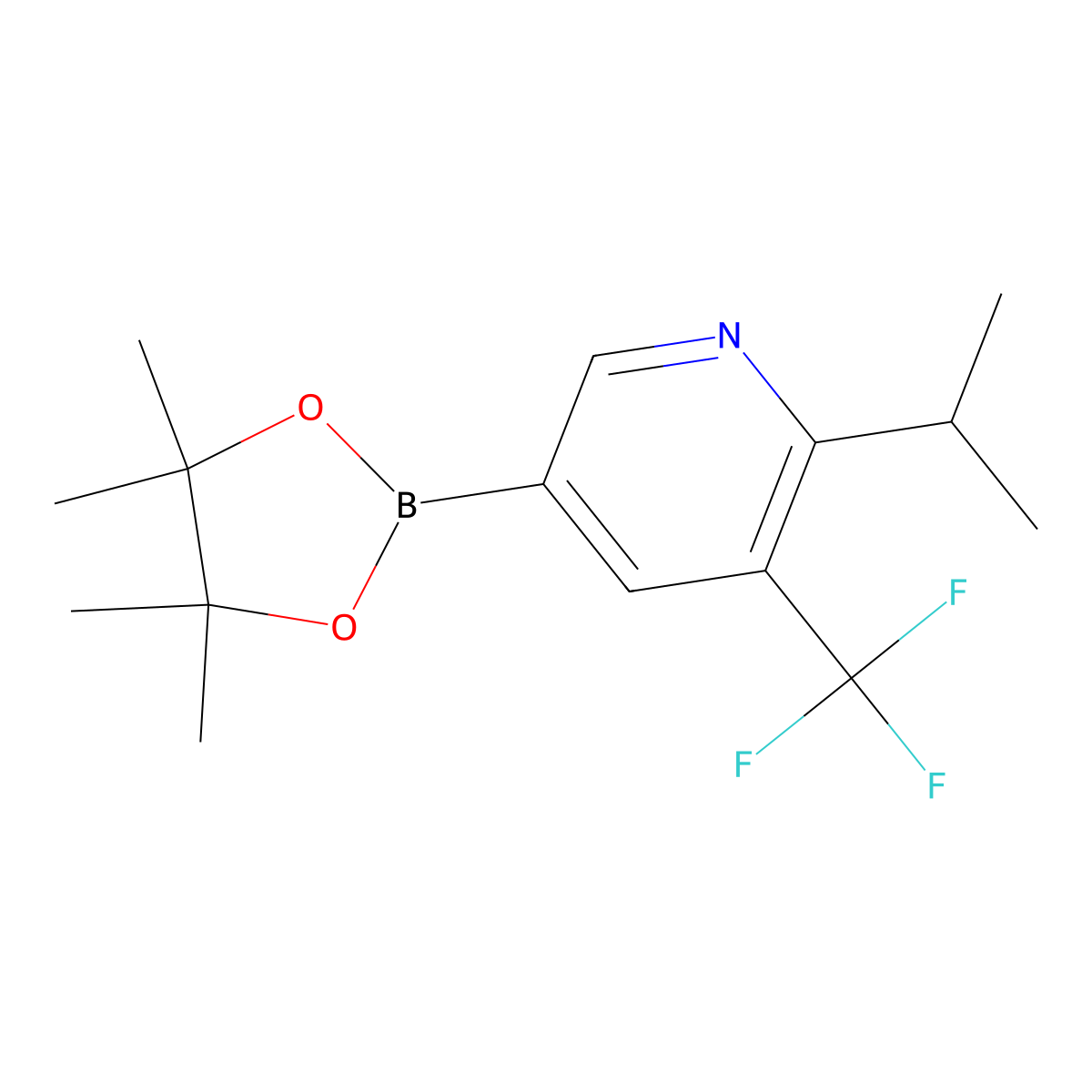 6-(iso-Propyl)-5-trifluoromethylpyridine-3-boronic acid pinacol ester molecular structure, CAS 2223028-90-6