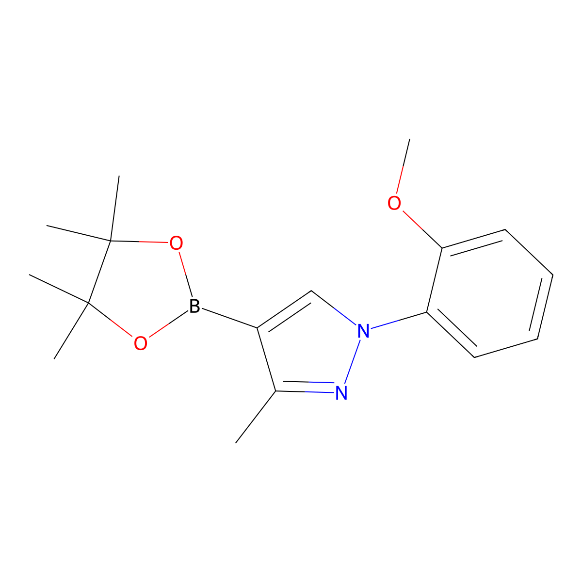 3-Methyl-1-(2-methoxyphenyl)-1H-pyrazole-4-boronic acid pinacol ester molecular structure, CAS 2223028-91-7