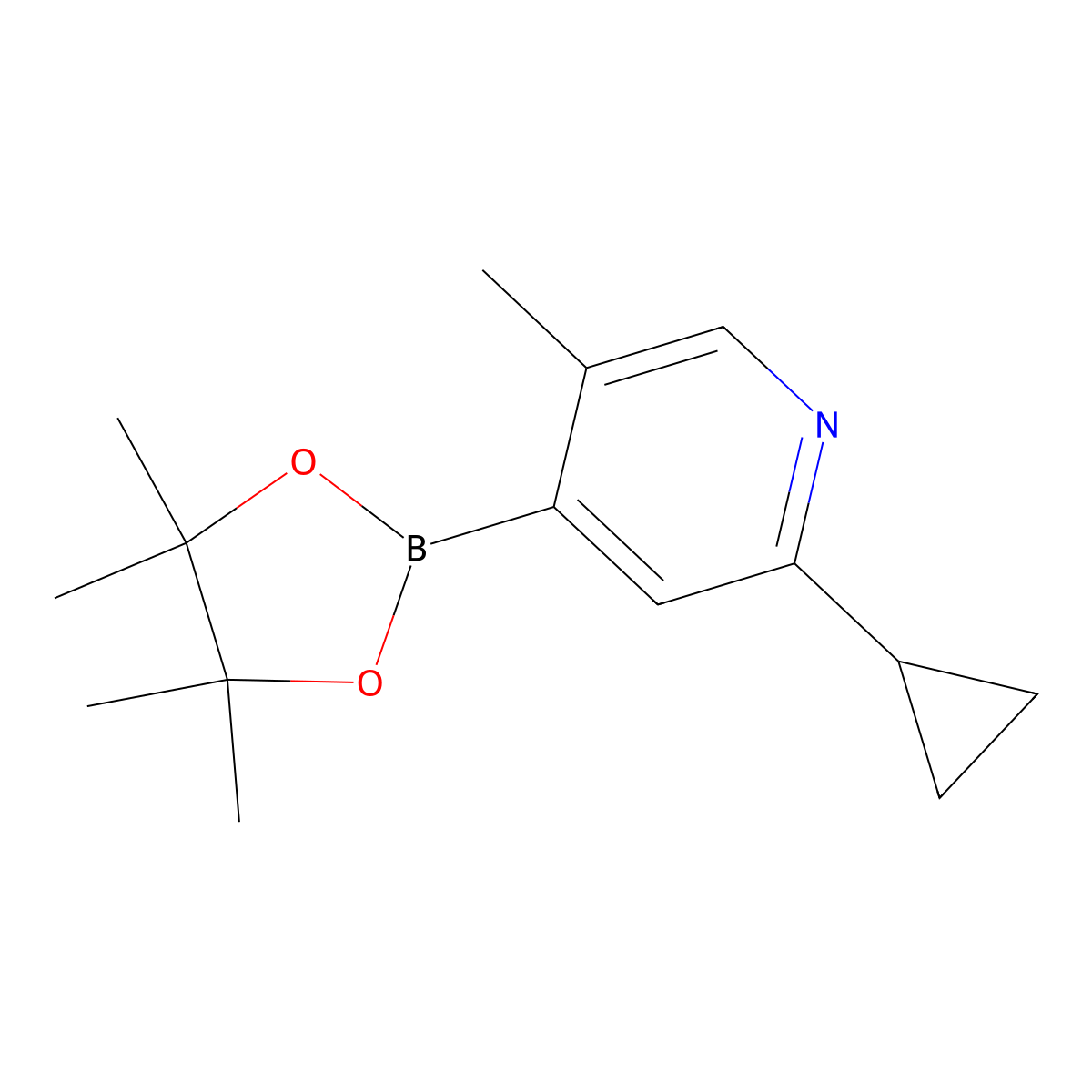 5-Methyl-2-(cyclopropyl)pyridine-4-boronic acid pinacol ester molecular structure, CAS 2223028-93-9