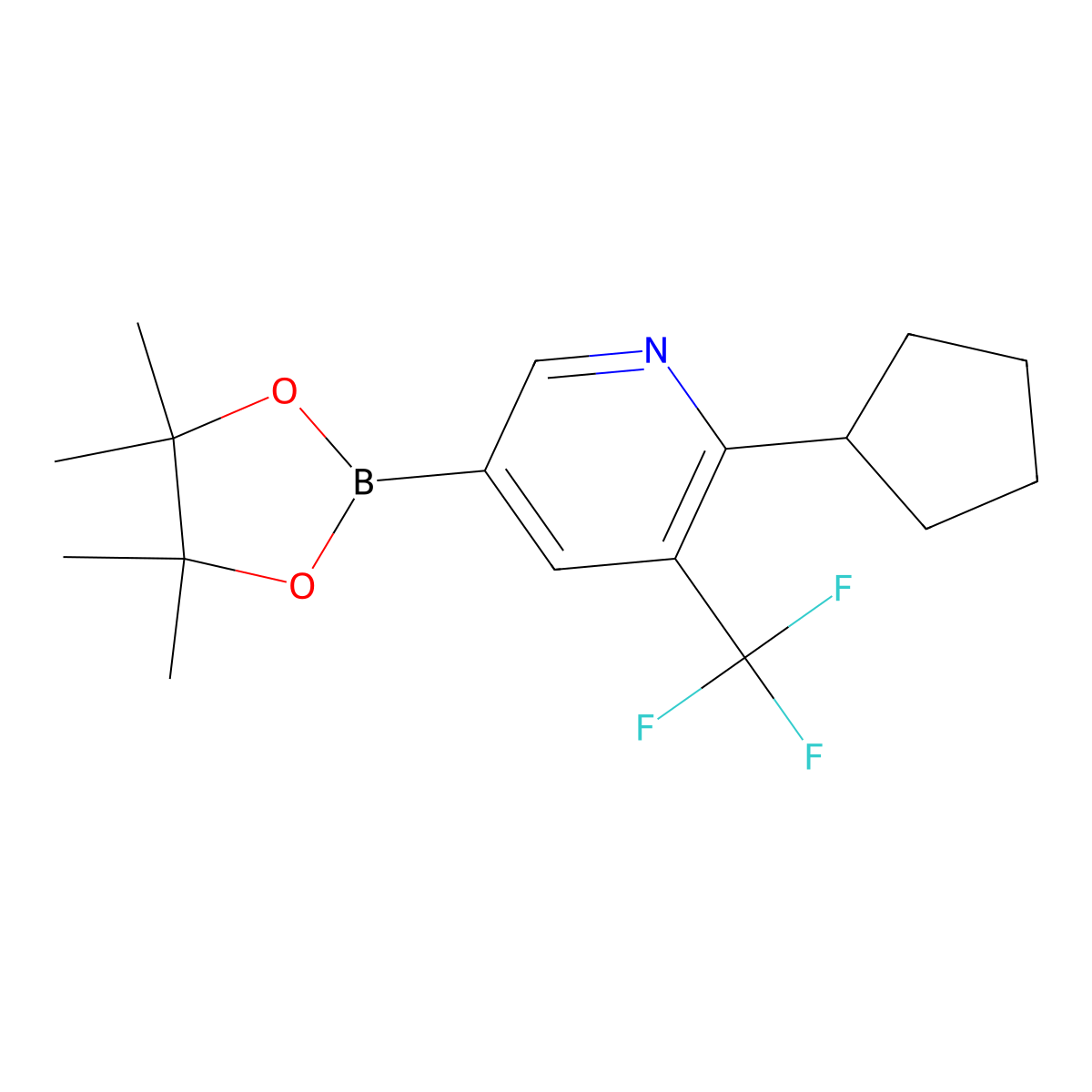 6-Cyclopentyl-5-trifluoromethylpyridine-3-boronic acid pinacol ester molecular structure, CAS 2223028-94-0