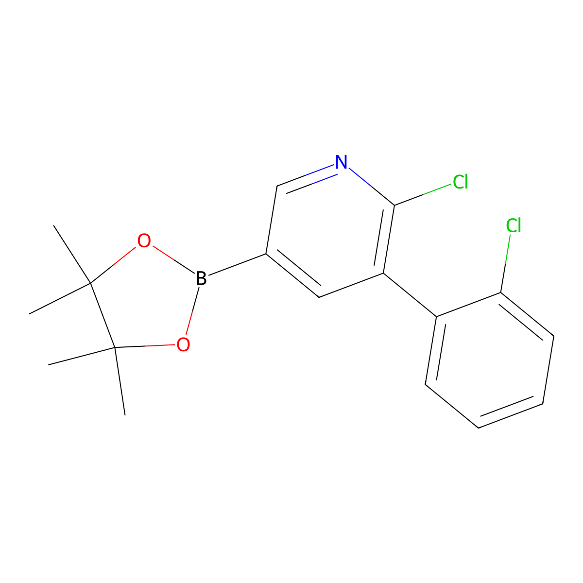 6-Chloro-5-(2-chlorophenyl)pyridine-3-boronic acid pinacol ester molecular structure, CAS 2223028-95-1