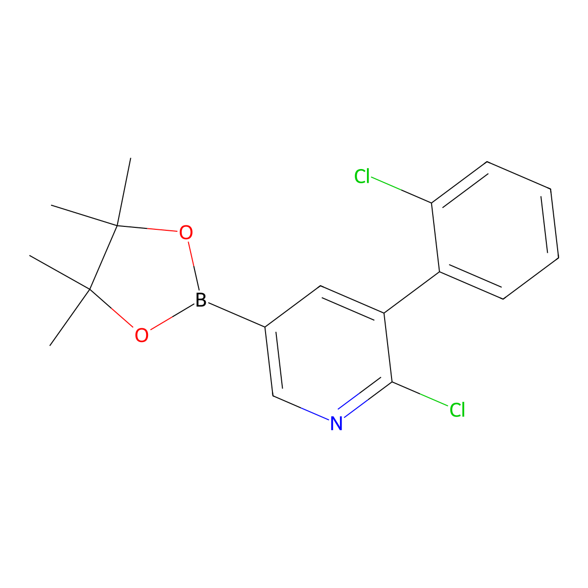 6-Chloro-5-(2-chlorophenyl)pyridine-3-boronic acid pinacol ester molecular structure, CAS 2223028-95-1