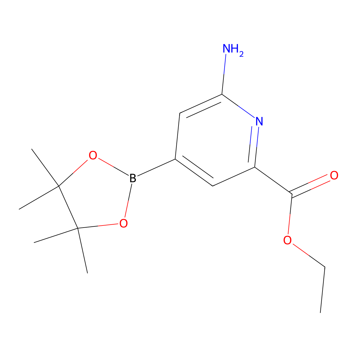 2-Amino-6-(ethoxycarbonyl)pyridine-4-boronic acid pinacol ester molecular structure, CAS 2223028-97-3