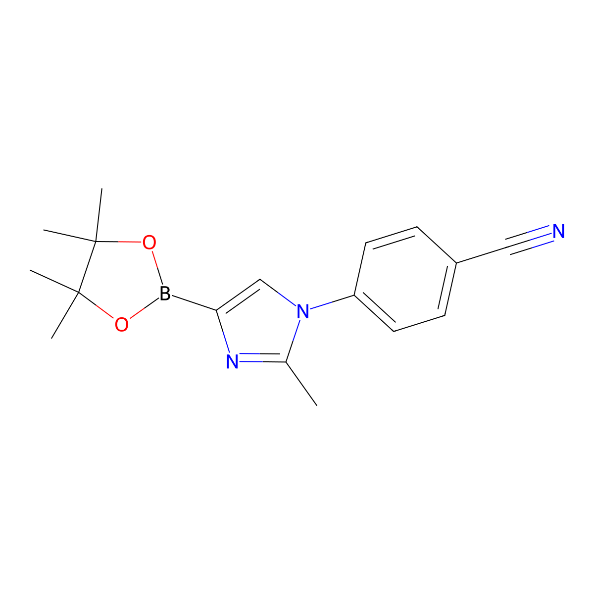 4-(2-methyl-4-(4,4,5,5-tetramethyl-1,3,2-dioxaborolan-2-yl)-1H-imidazol-1-yl)benzonitrile molecular structure, CAS 2223028-99-5