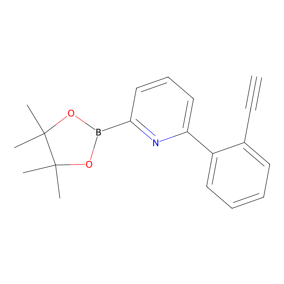 2-(2-Ethynylphenyl)-6-(4,4,5,5-tetramethyl-1,3,2-dioxaborolan-2-yl)pyridine molecular structure, CAS 2223029-01-2