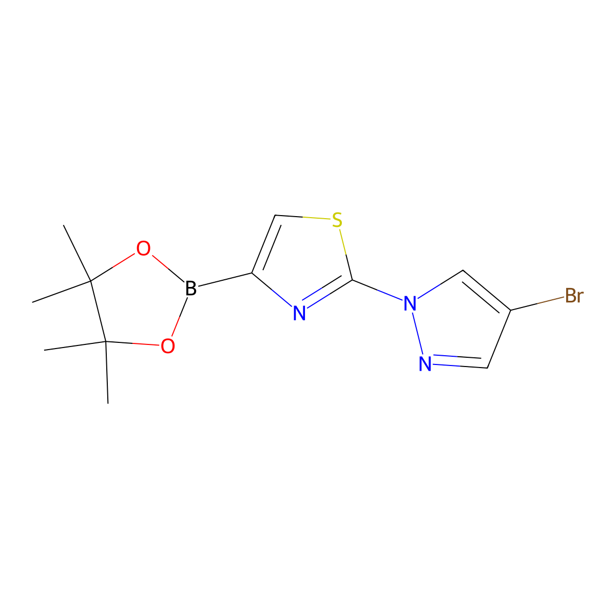2-(4-Bromo-1H-pyrazol-1-yl)thiazole-4-boronic acid pinacol ester molecular structure, CAS 2223029-02-3