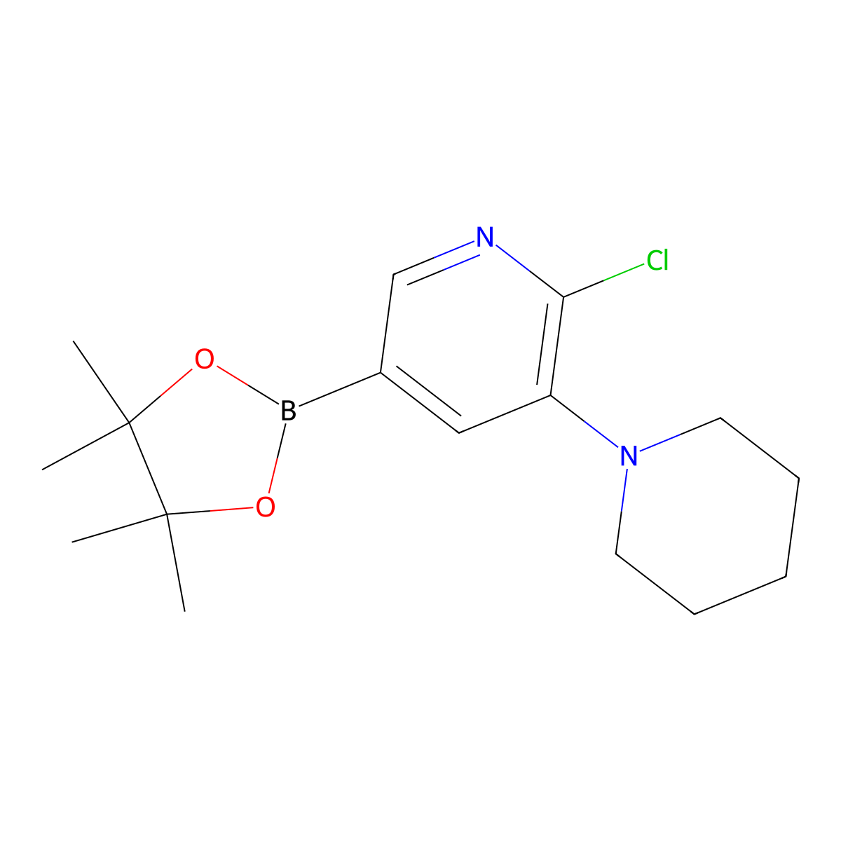 6-Chloro-5-(piperidin-1-yl)pyridine-3-boronic acid pinacol ester molecular structure, CAS 2223029-04-5