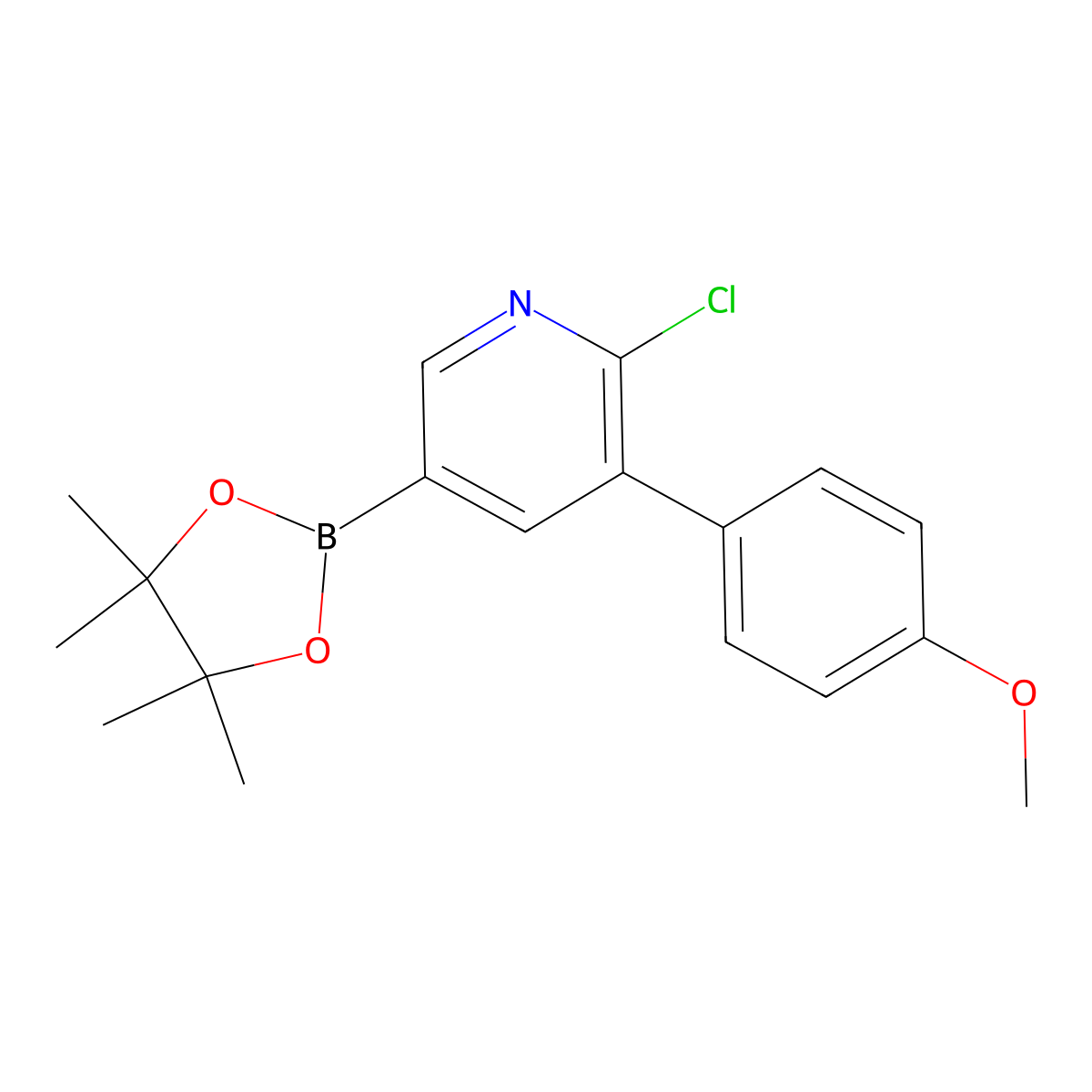 6-Chloro-5-(4-methoxyphenyl)pyridine-3-boronic acid pinacol ester molecular structure, CAS 2223029-14-7