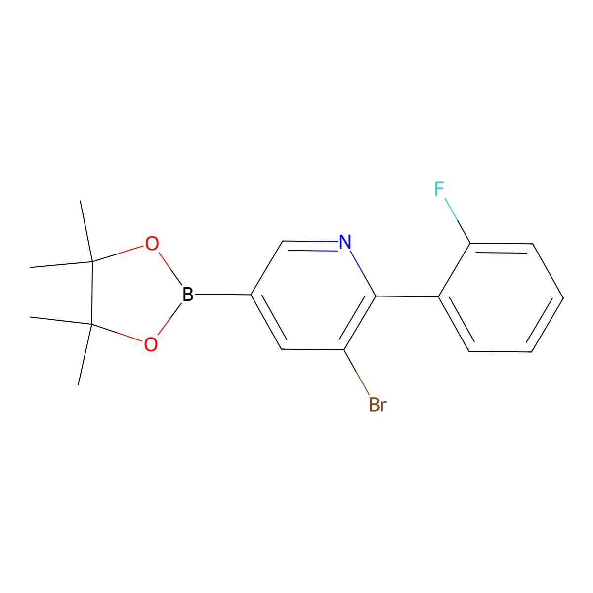 5-Bromo-6-(2-fluorophenyl)pyridine-3-boronic acid pinacol ester molecular structure, CAS 2223029-19-2