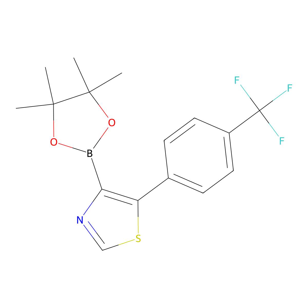 5-(4-Trifluoromethylphenyl)thiazole-4-boronic acid pinacol ester molecular structure, CAS 2223029-20-5