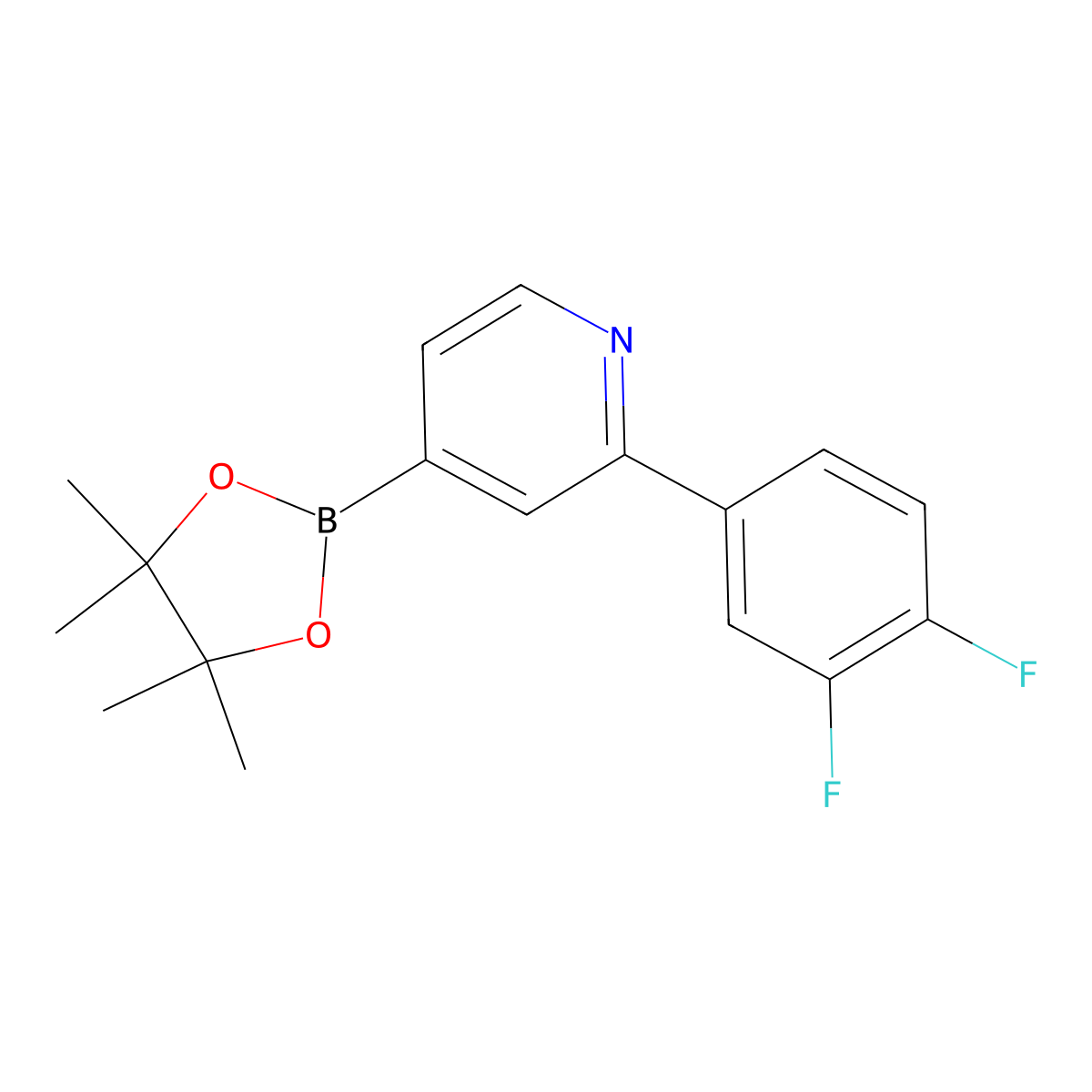 2-(3,4-Difluorophenyl)pyridine-4-boronic acid pinacol ester molecular structure, CAS 2223029-22-7
