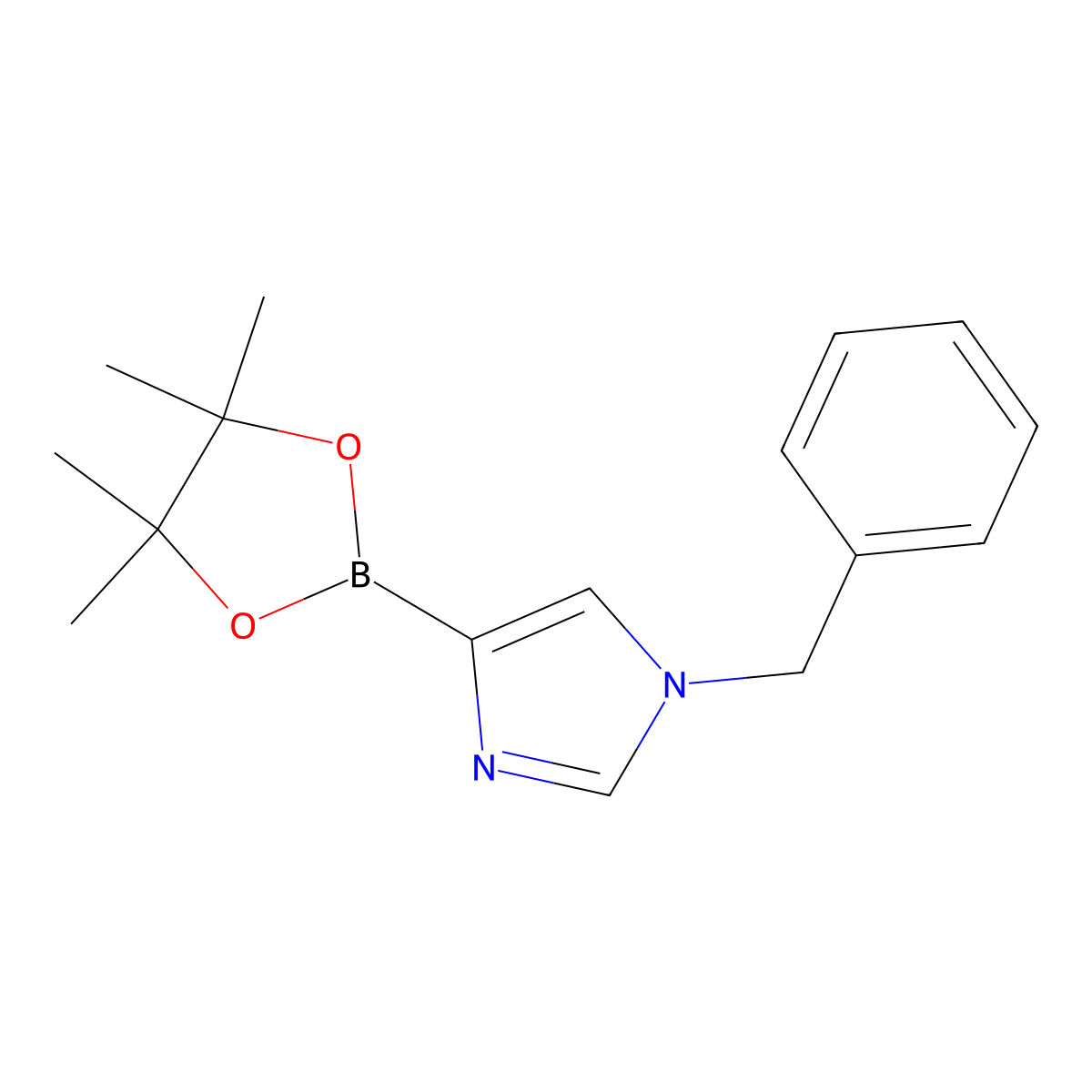 1-Benzyl-4-(4,4,5,5-tetramethyl-1,3,2-dioxaborolan-2-yl)-1H-imidazole molecular structure, CAS 2223029-23-8