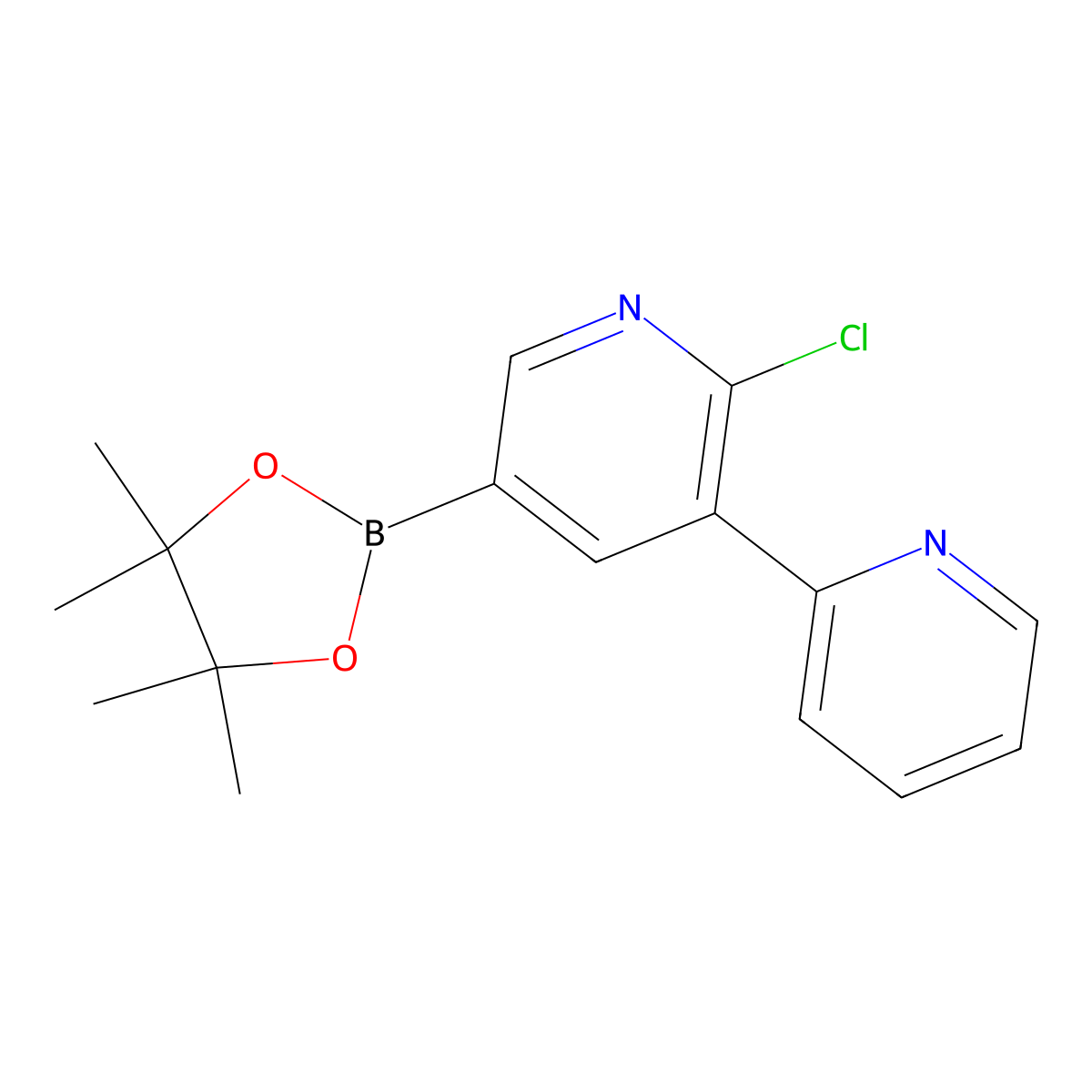 6-Chloro-5-(pyridin-2-yl)pyridine-3-boronic acid pinacol ester molecular structure, CAS 2223029-25-0
