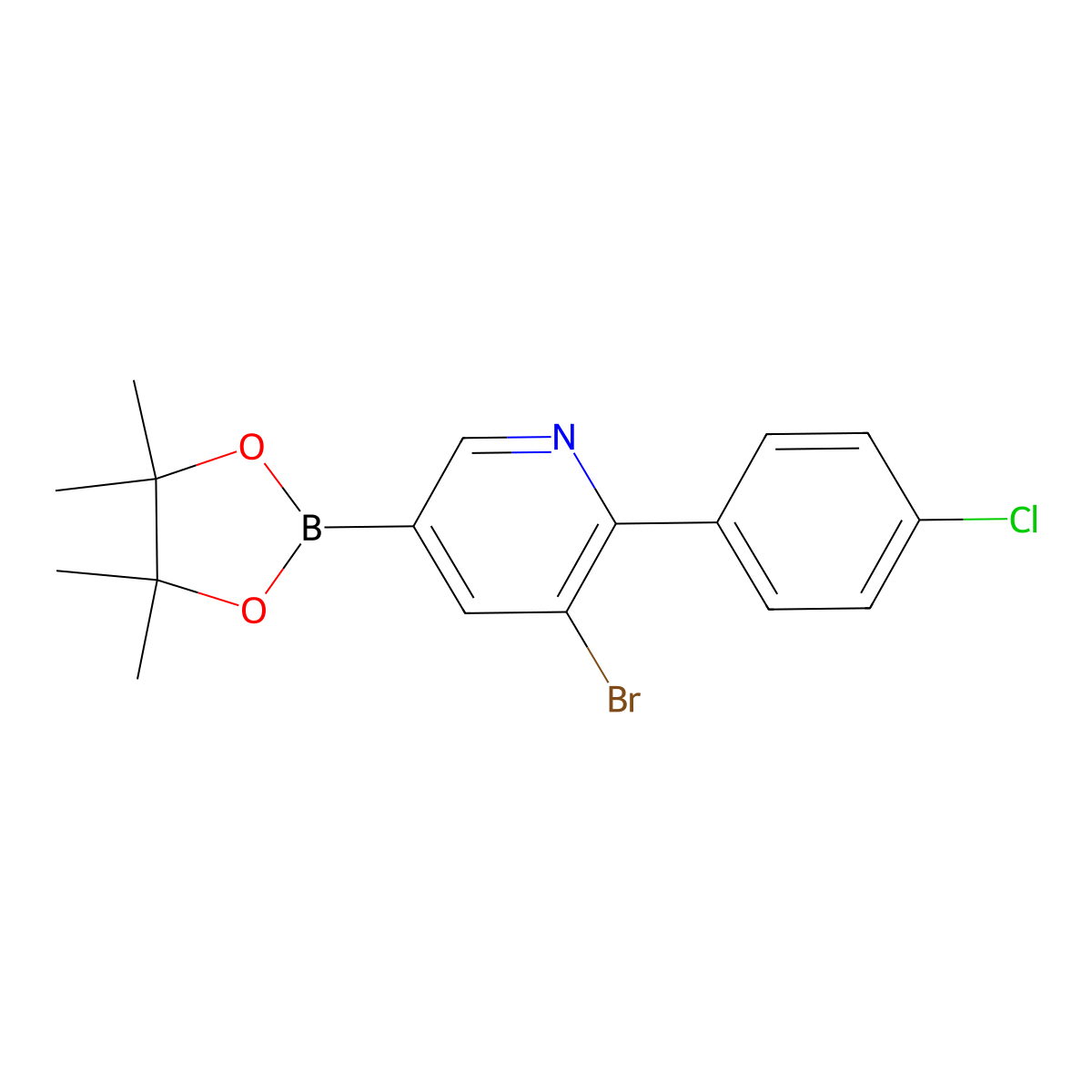 5-Bromo-6-(4-chlorophenyl)pyridine-3-boronic acid pinacol ester molecular structure, CAS 2223029-28-3