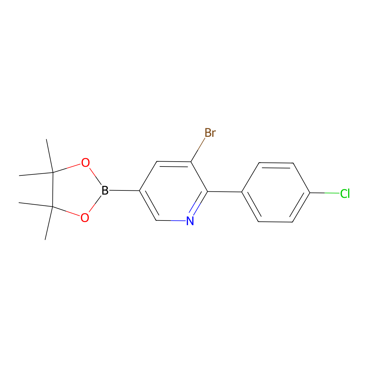 5-Bromo-6-(4-chlorophenyl)pyridine-3-boronic acid pinacol ester molecular structure, CAS 2223029-28-3