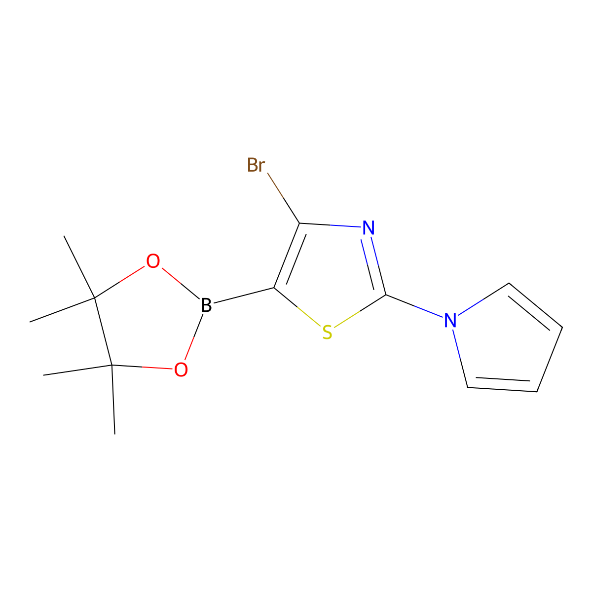 4-Bromo-2-(1H-pyrrol-1-yl)thiazole-5-boronic acid pinacol ester molecular structure, CAS 2223029-31-8