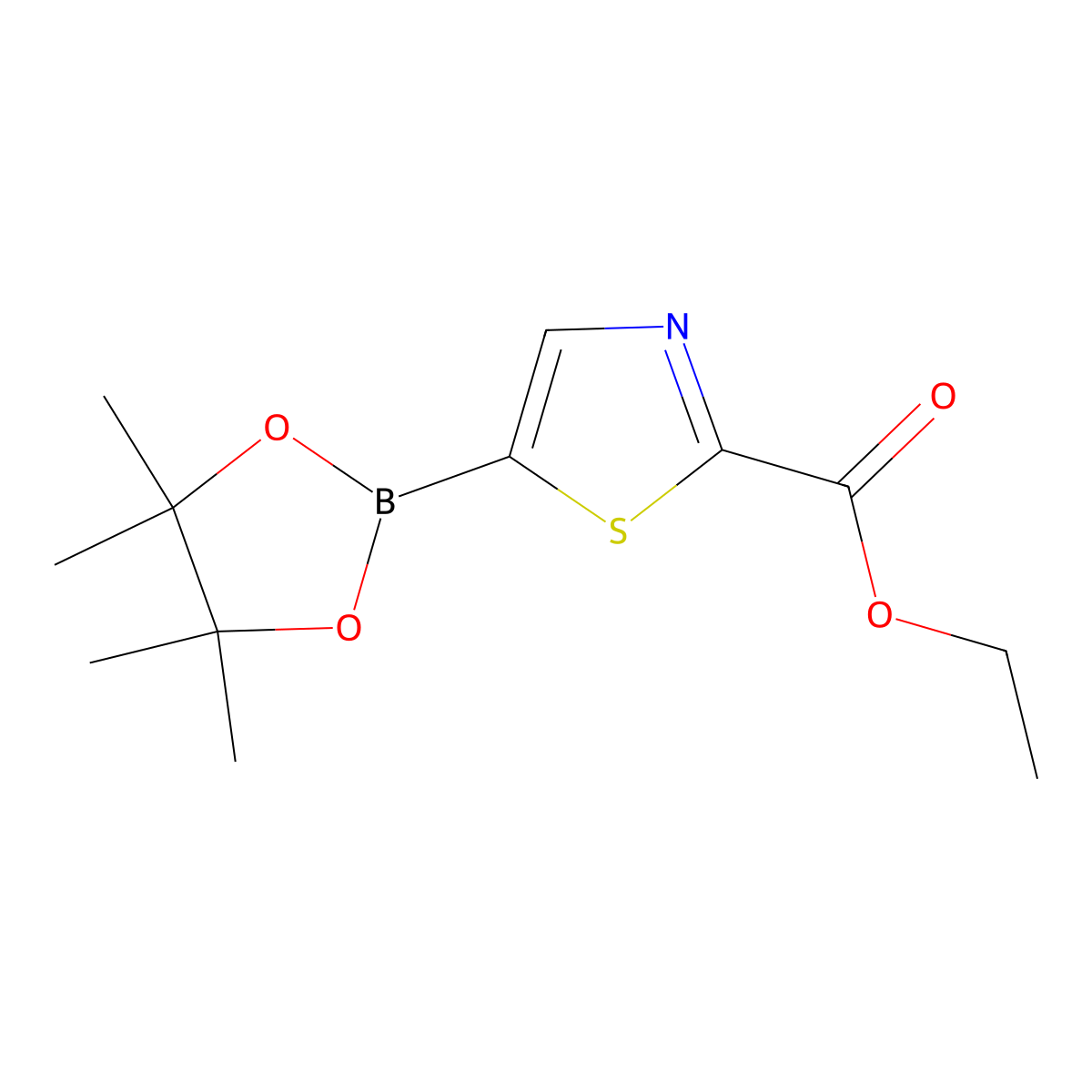 Ethyl 5-(4,4,5,5-tetramethyl-1,3,2-dioxaborolan-2-yl)thiazole-2-carboxylate molecular structure, CAS 2223029-34-1