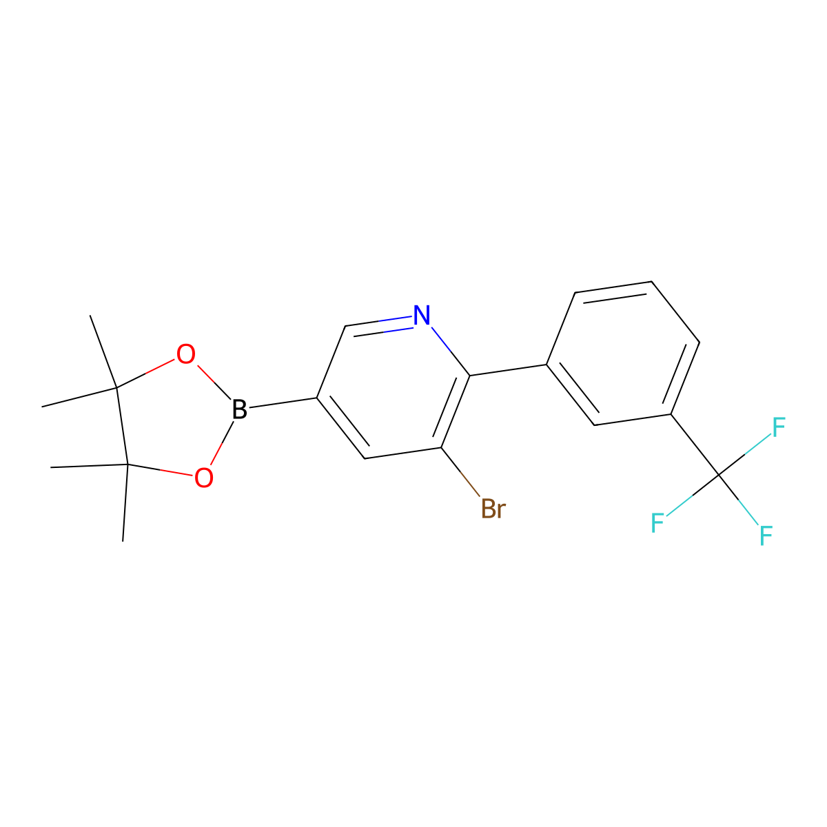 5-Bromo-6-(3-trifluoromethylphenyl)pyridine-3-boronic acid pinacol ester molecular structure, CAS 2223029-40-9