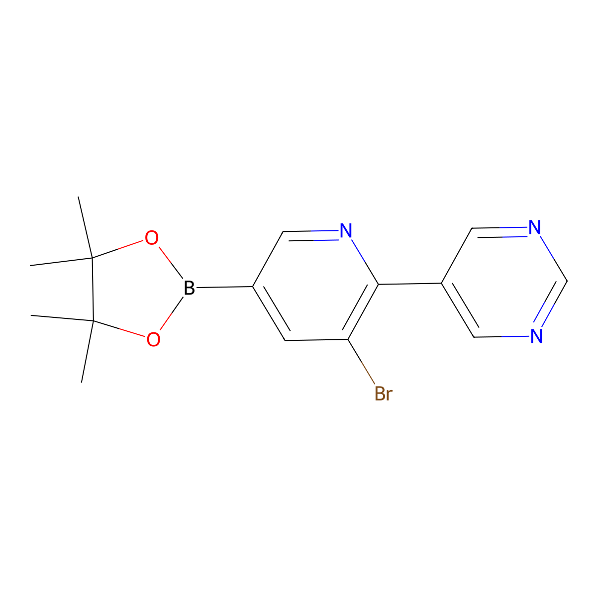 5-Bromo-6-(5-pyrimidyl)pyridine-3-boronic acid pinacol ester molecular structure, CAS 2223029-47-6