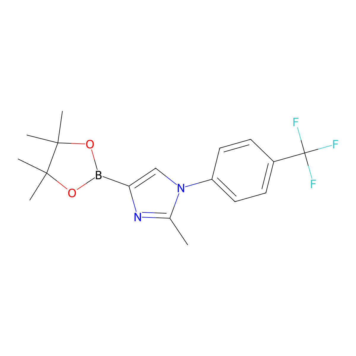 2-methyl-4-(4,4,5,5-tetramethyl-1,3,2-dioxaborolan-2-yl)-1-(4-(trifluoromethyl)phenyl)-1H-imidazole molecular structure, CAS 2223029-54-5