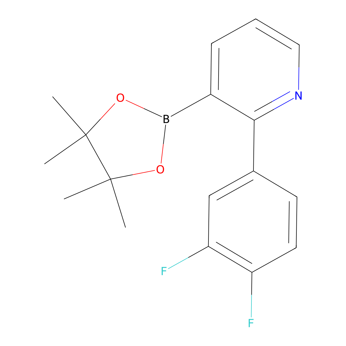 2-(3,4-Difluorophenyl)pyridine-3-boronic acid pinacol ester molecular structure, CAS 2223029-66-9