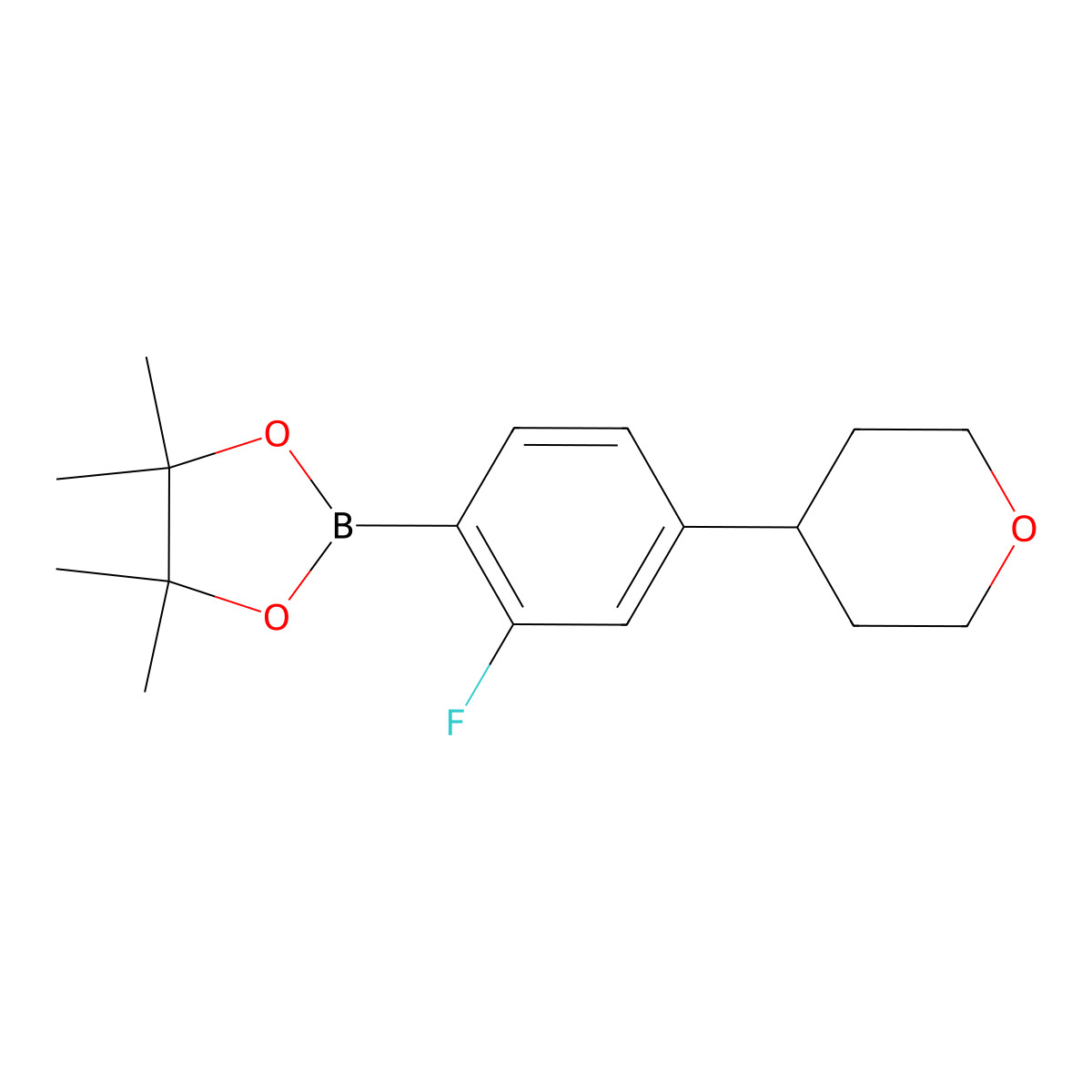 2-Fluoro-4-(4-tetrahydropyranyl)phenylboronic acid pinacol ester molecular structure, CAS 2223029-84-1