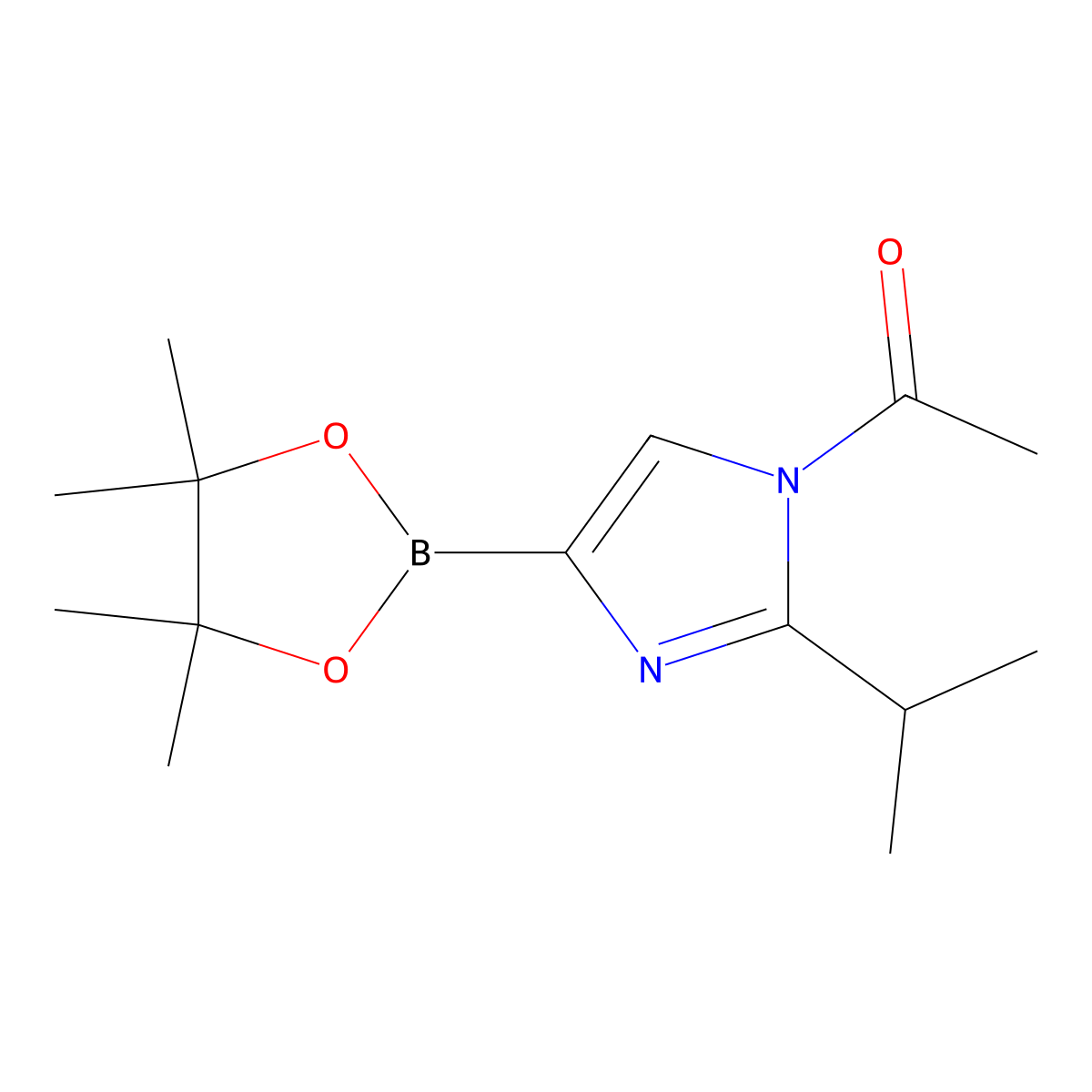 1-Acetyl-2-(iso-propyl)imidazole-4-boronic acid pinacol ester molecular structure, CAS 2223029-85-2
