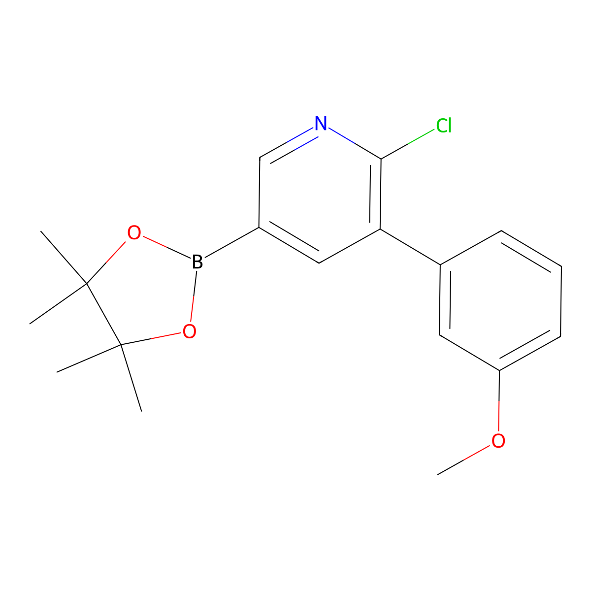 6-Chloro-5-(3-methoxyphenyl)pyridine-3-boronic acid pinacol ester molecular structure, CAS 2223029-86-3